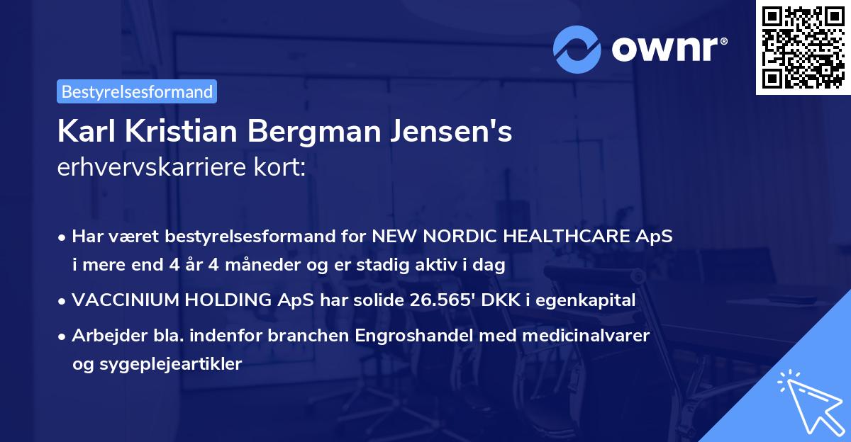 Karl Kristian Bergman Jensen's erhvervskarriere kort