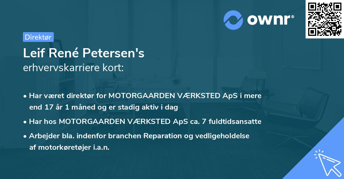 Leif René Petersen's erhvervskarriere kort