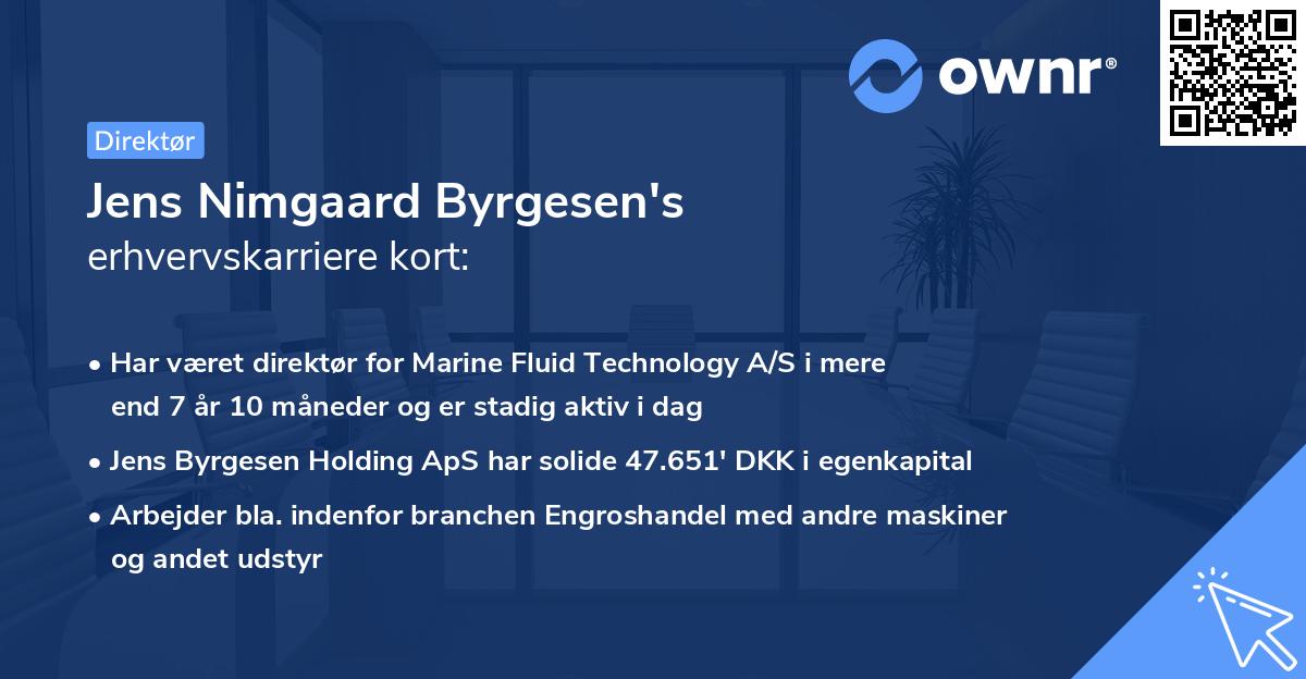 Jens Nimgaard Byrgesen's erhvervskarriere kort