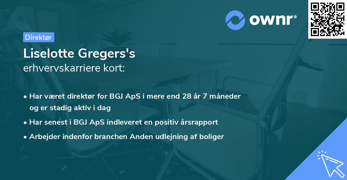 Liselotte Gregers's erhvervskarriere kort
