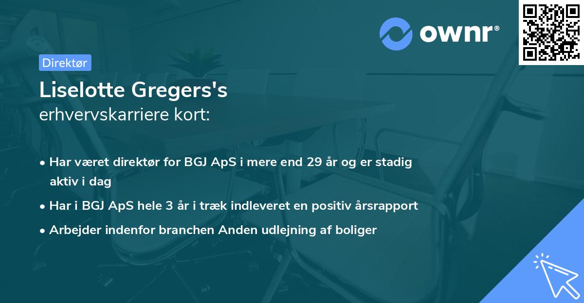 Liselotte Gregers's erhvervskarriere kort