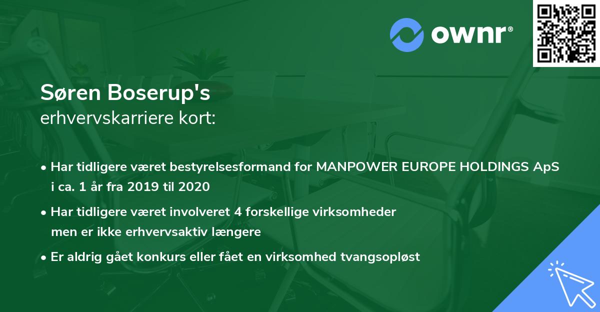 Søren Boserup's erhvervskarriere kort