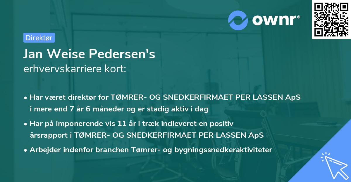 Jan Weise Pedersen's erhvervskarriere kort
