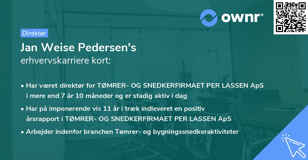 Jan Weise Pedersen's erhvervskarriere kort