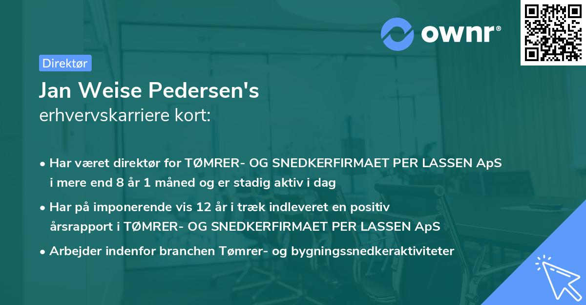 Jan Weise Pedersen's erhvervskarriere kort