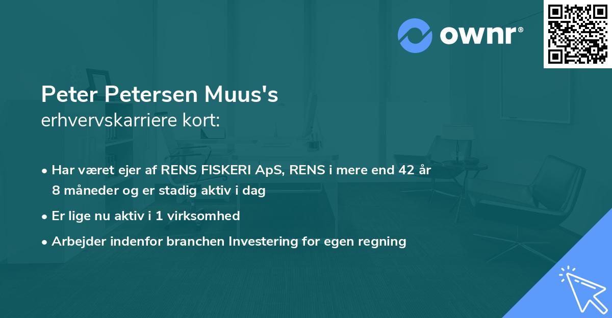 Peter Petersen Muus's erhvervskarriere kort