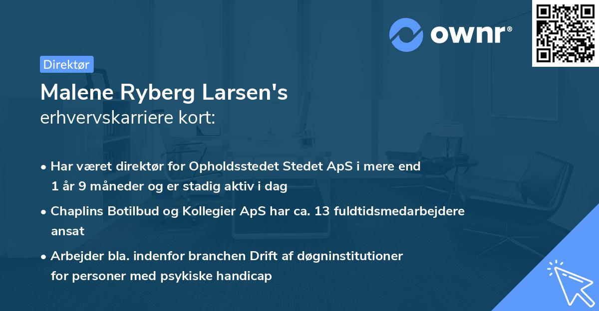 Malene Ryberg Larsen's erhvervskarriere kort