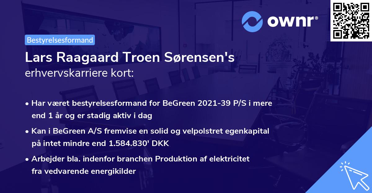 Lars Raagaard Troen Sørensen's erhvervskarriere kort