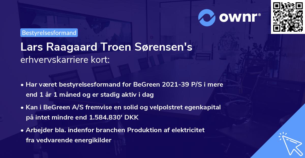 Lars Raagaard Troen Sørensen's erhvervskarriere kort