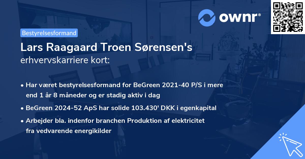 Lars Raagaard Troen Sørensen's erhvervskarriere kort