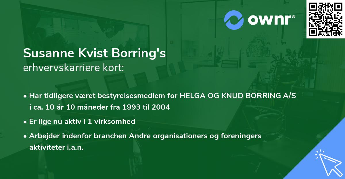 Susanne Kvist Borring's erhvervskarriere kort