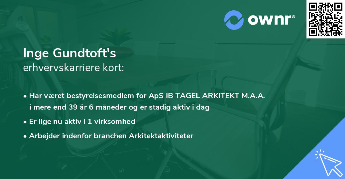 Inge Gundtoft's erhvervskarriere kort
