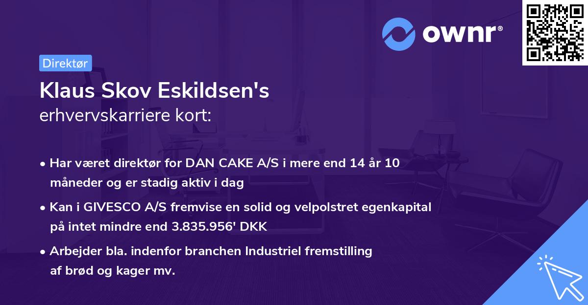 Klaus Skov Eskildsen's erhvervskarriere kort