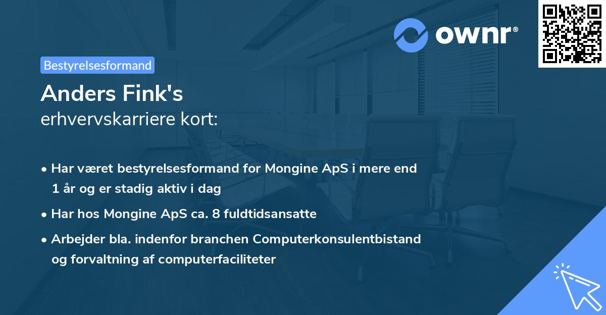 Anders Fink's erhvervskarriere kort
