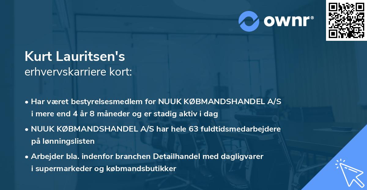 Kurt Lauritsen's erhvervskarriere kort