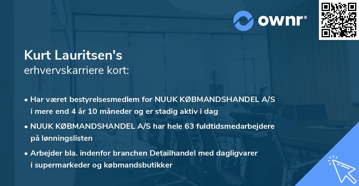 Kurt Lauritsen's erhvervskarriere kort