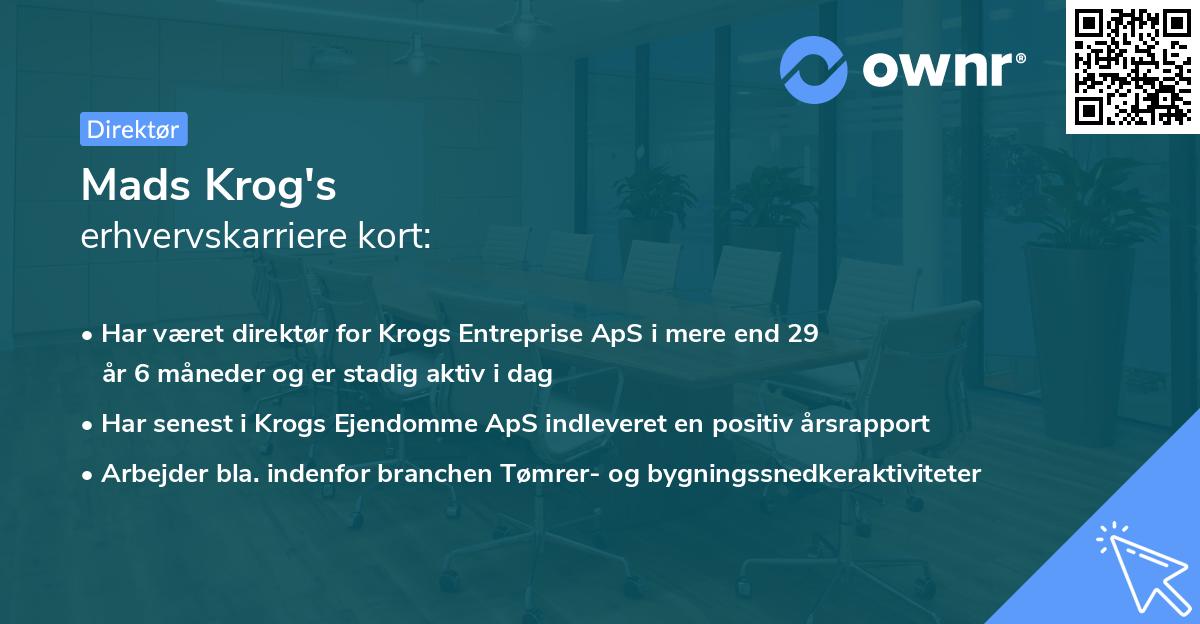 Mads Krog's erhvervskarriere kort