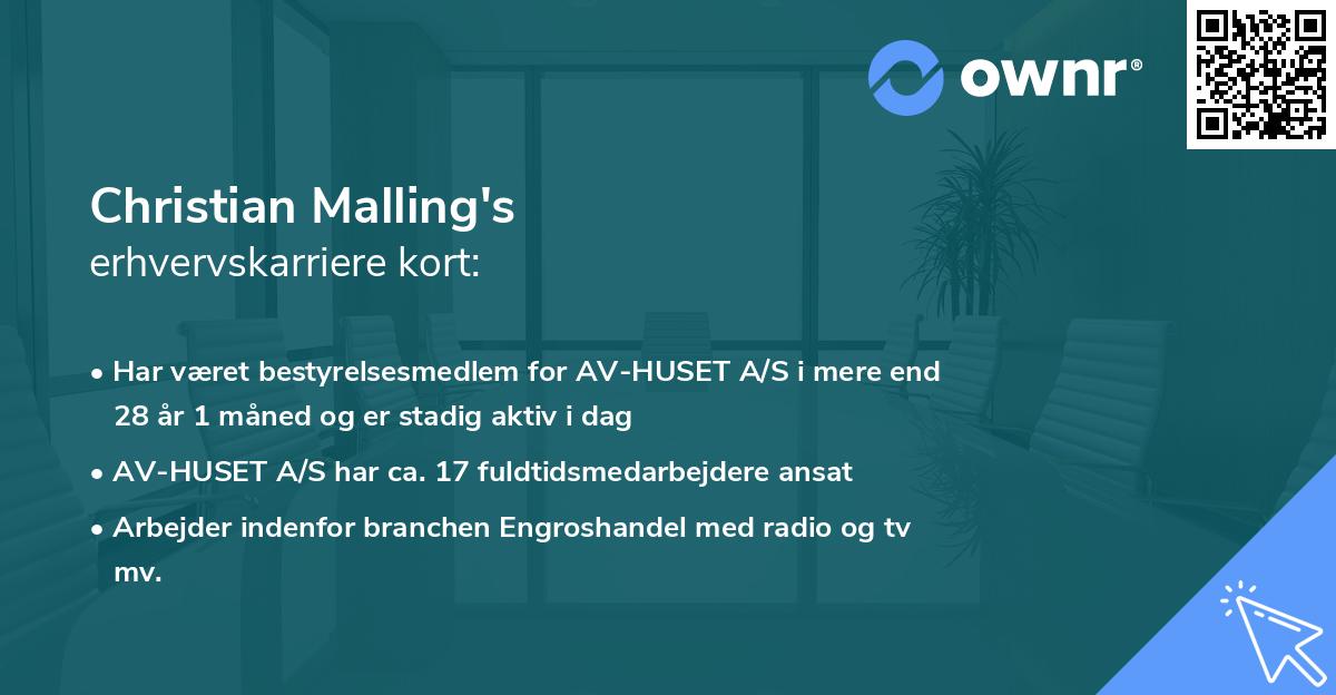 Christian Malling's erhvervskarriere kort