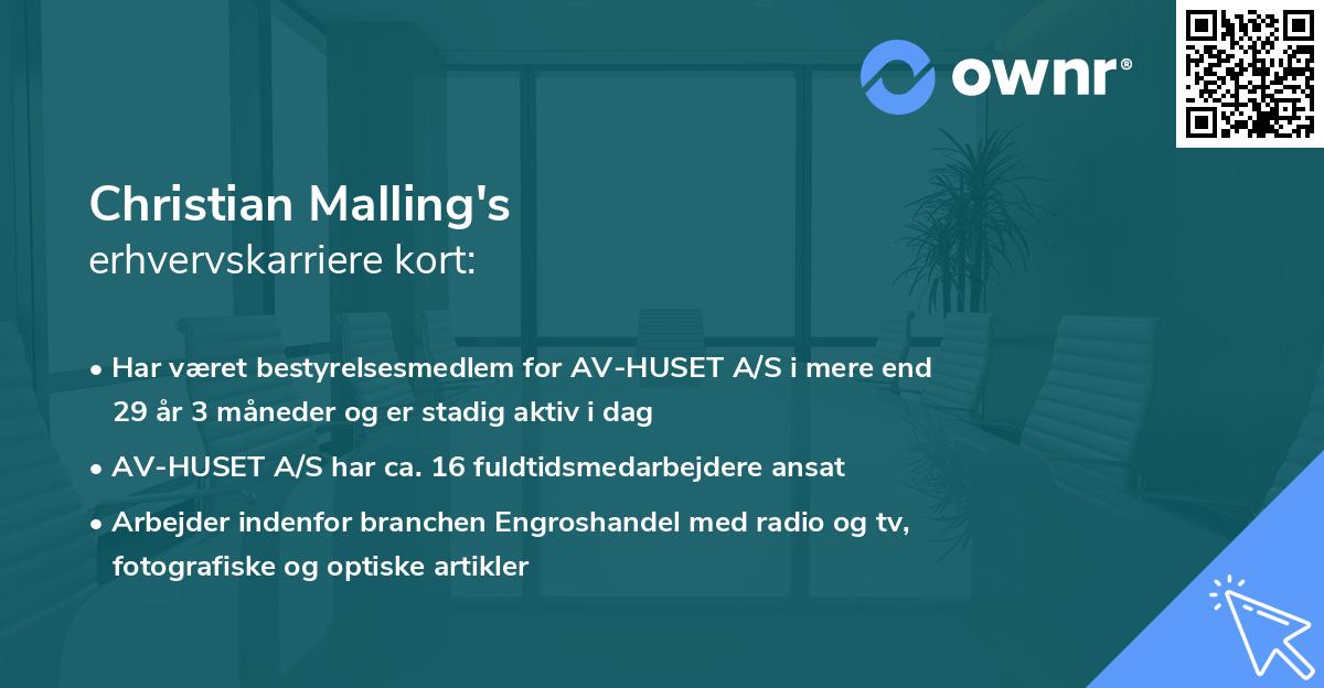 Christian Malling's erhvervskarriere kort