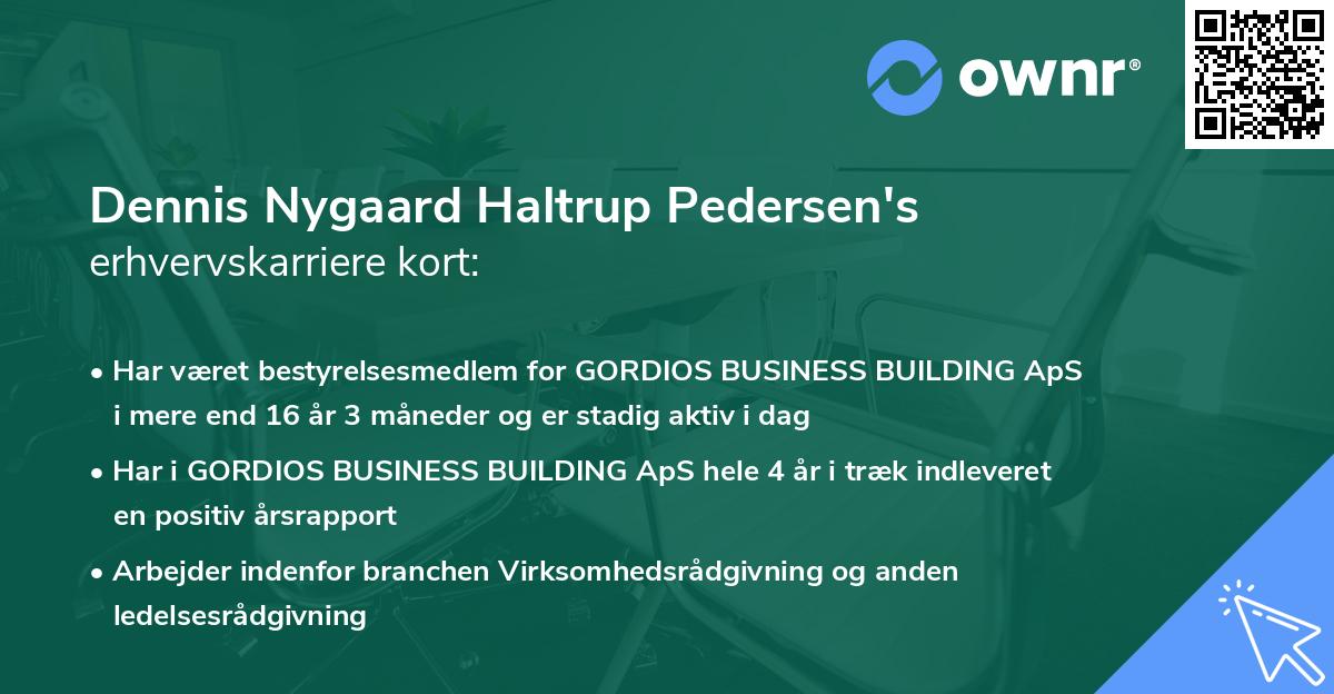 Dennis Nygaard Haltrup Pedersen's erhvervskarriere kort