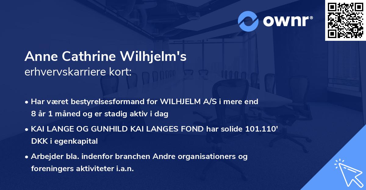 Anne Cathrine Wilhjelm's erhvervskarriere kort