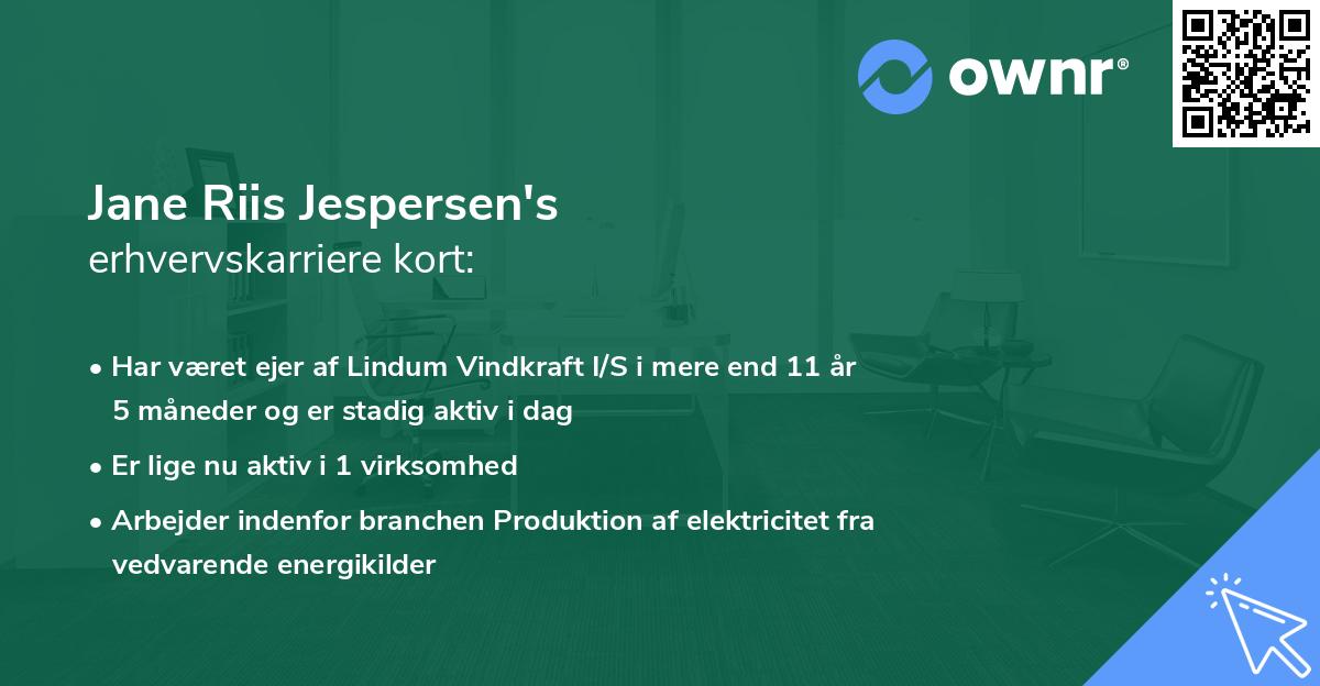 Jane Riis Jespersen's erhvervskarriere kort