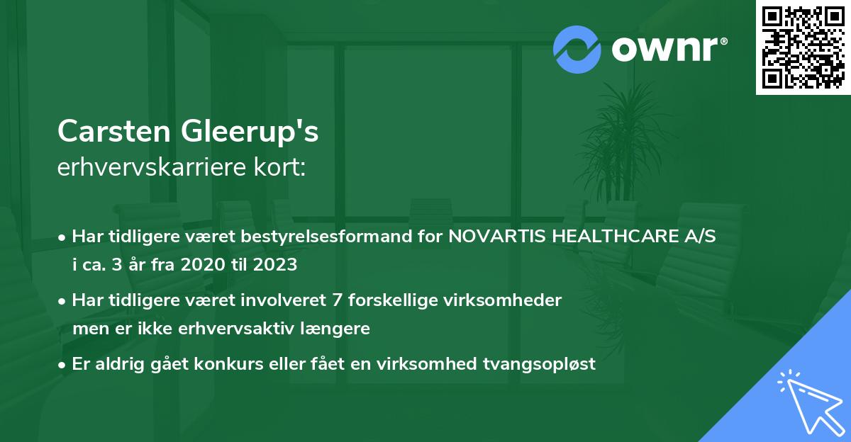 Carsten Gleerup's erhvervskarriere kort