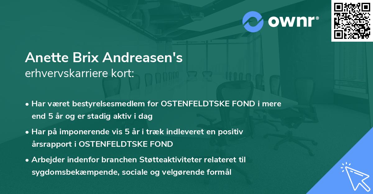 Anette Brix Andreasen's erhvervskarriere kort