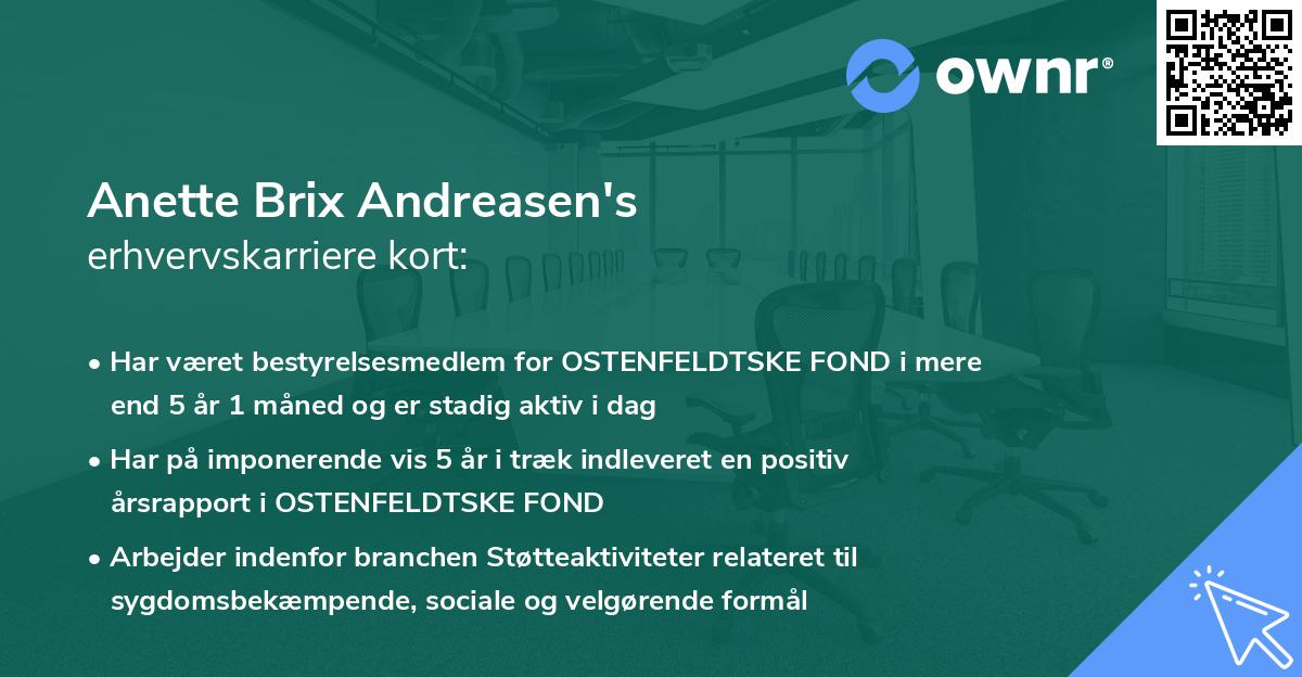 Anette Brix Andreasen's erhvervskarriere kort