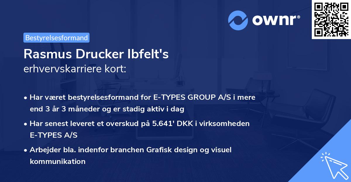 Rasmus Drucker Ibfelt's erhvervskarriere kort