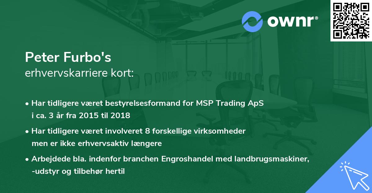 Peter Furbo's erhvervskarriere kort