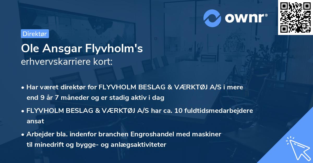 Ole Ansgar Flyvholm's erhvervskarriere kort