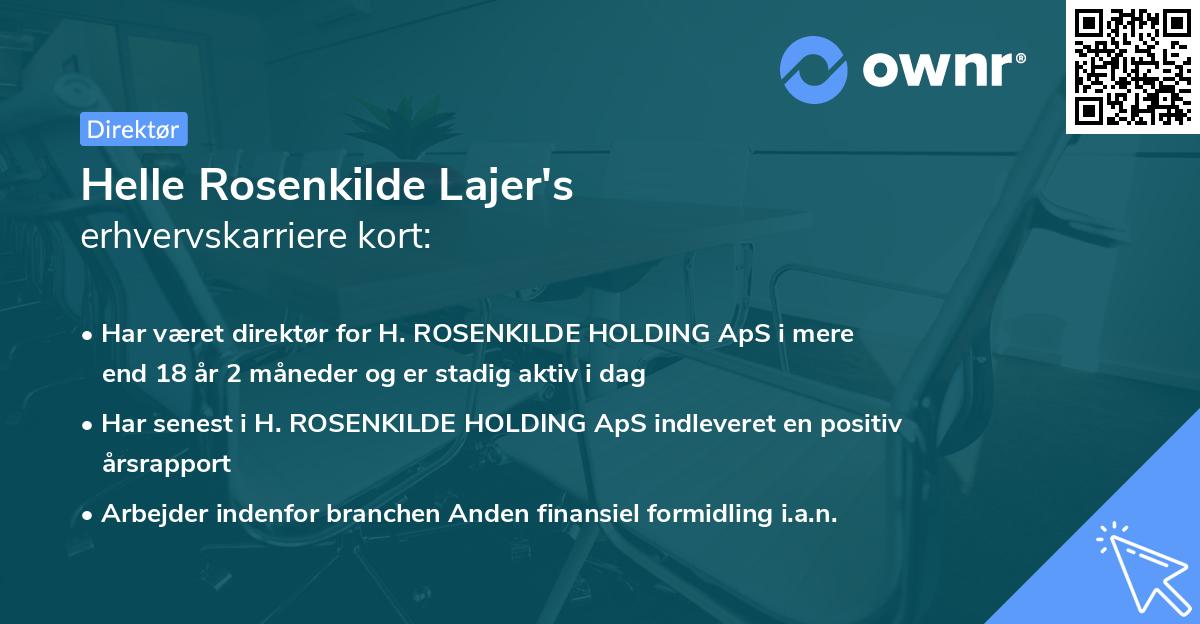 Helle Rosenkilde Lajer's erhvervskarriere kort