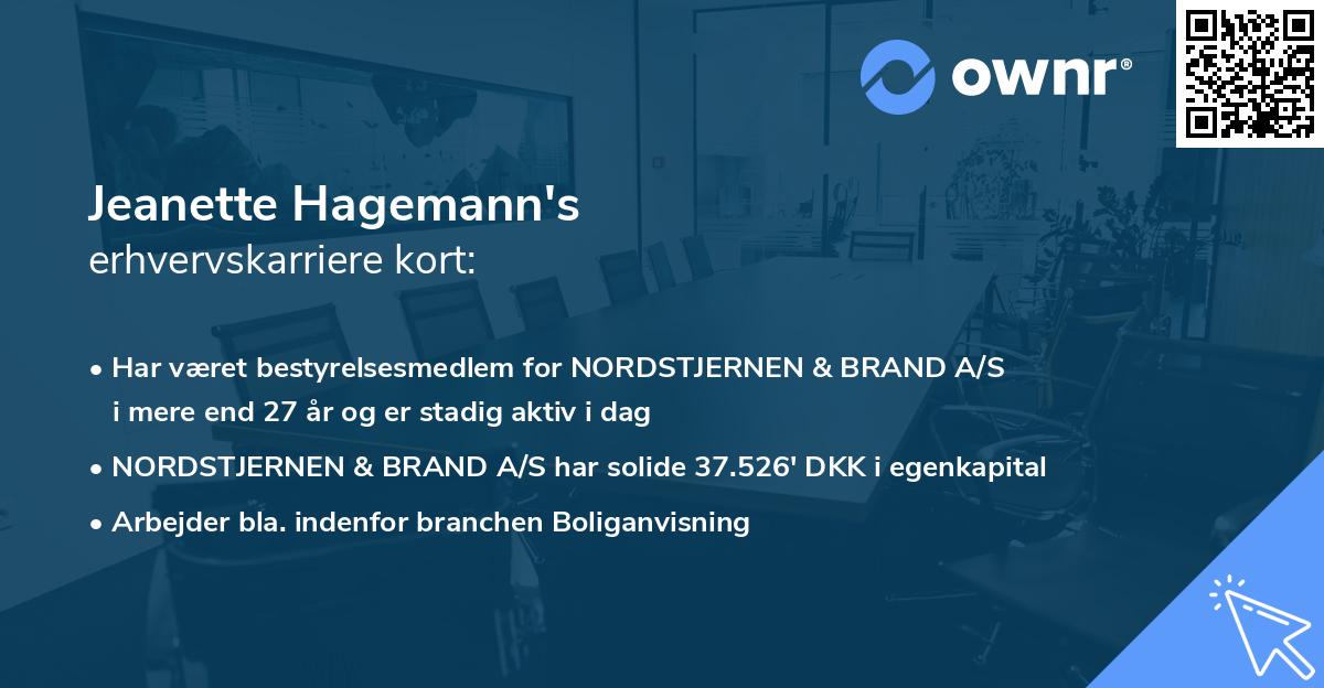 Jeanette Hagemann's erhvervskarriere kort