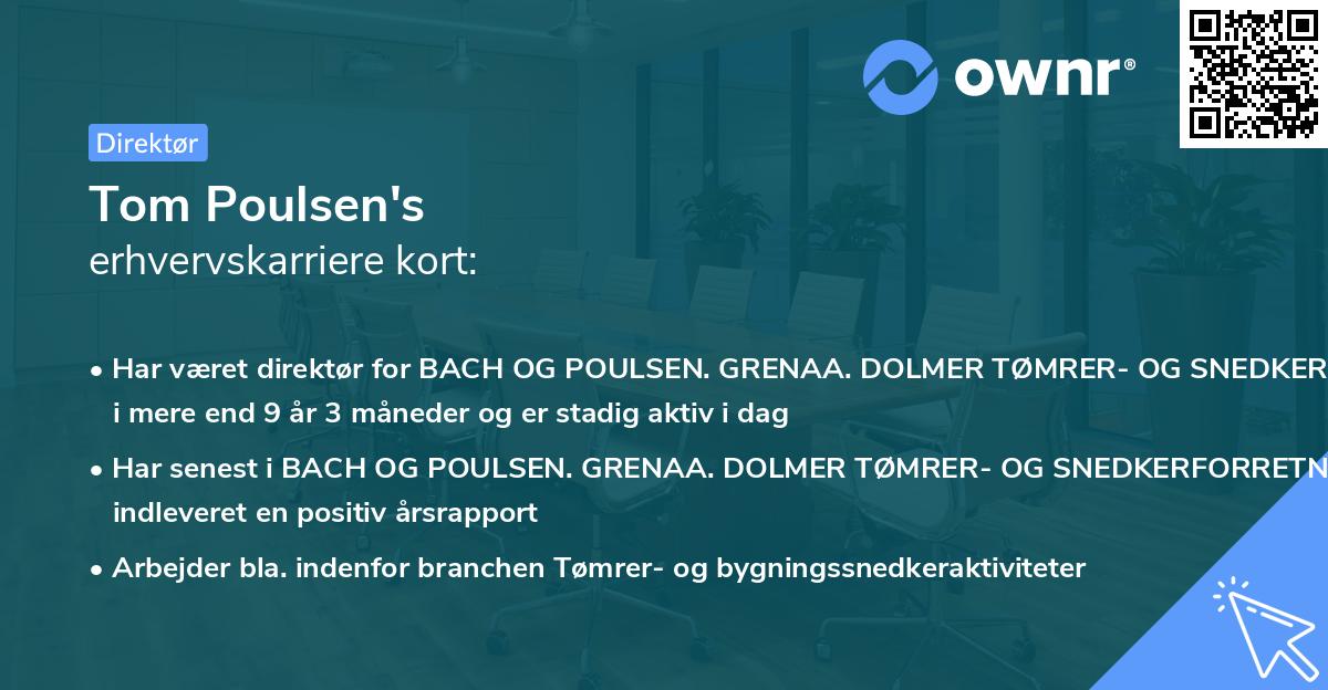 Tom Poulsen's erhvervskarriere kort