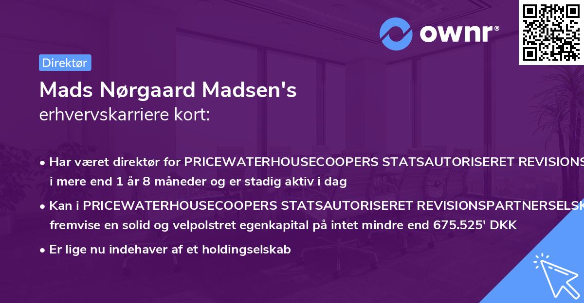 Mads Nørgaard Madsen's erhvervskarriere kort