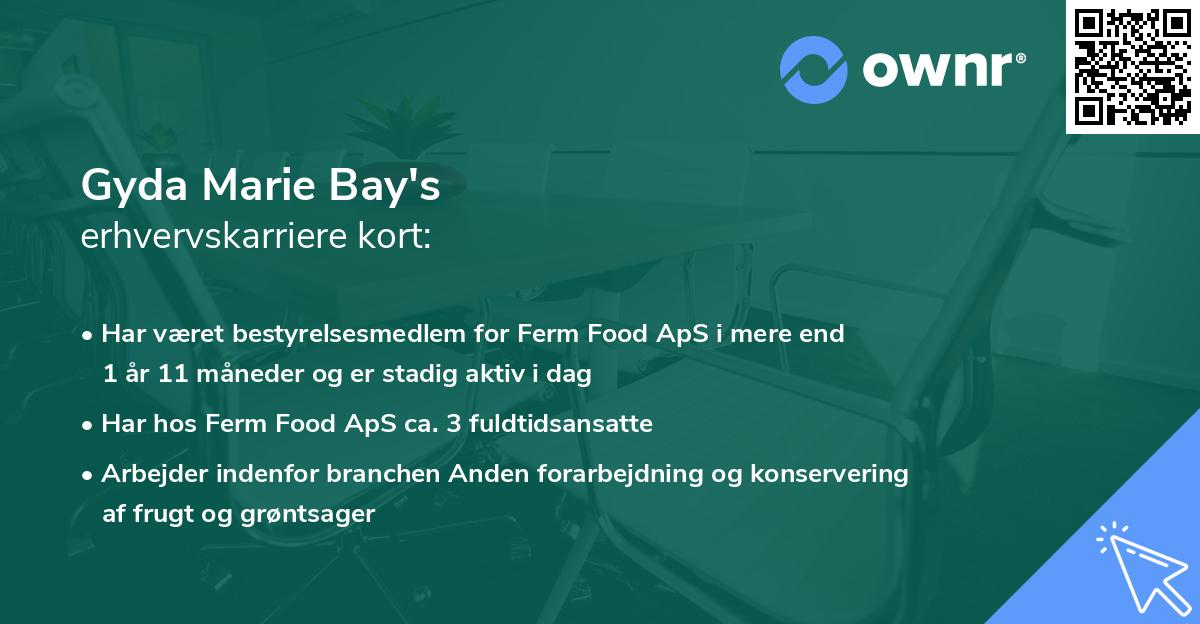 Gyda Marie Bay's erhvervskarriere kort