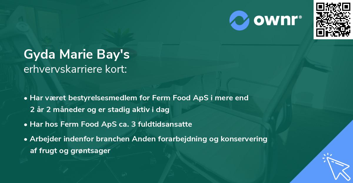 Gyda Marie Bay's erhvervskarriere kort