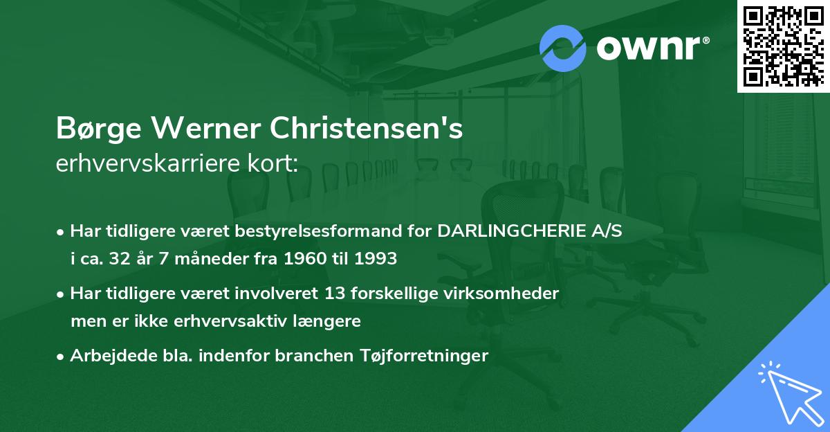 Børge Werner Christensen's erhvervskarriere kort