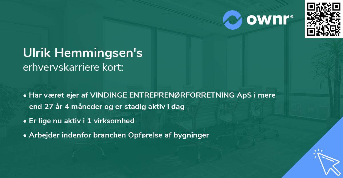Ulrik Hemmingsen's erhvervskarriere kort