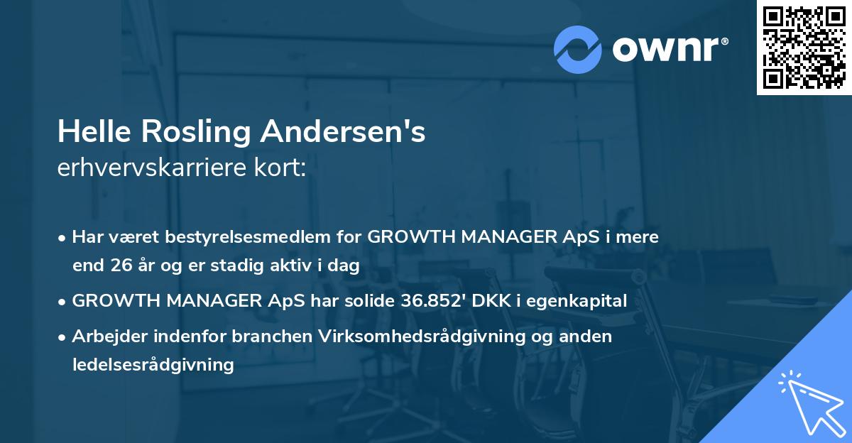 Helle Rosling Andersen's erhvervskarriere kort