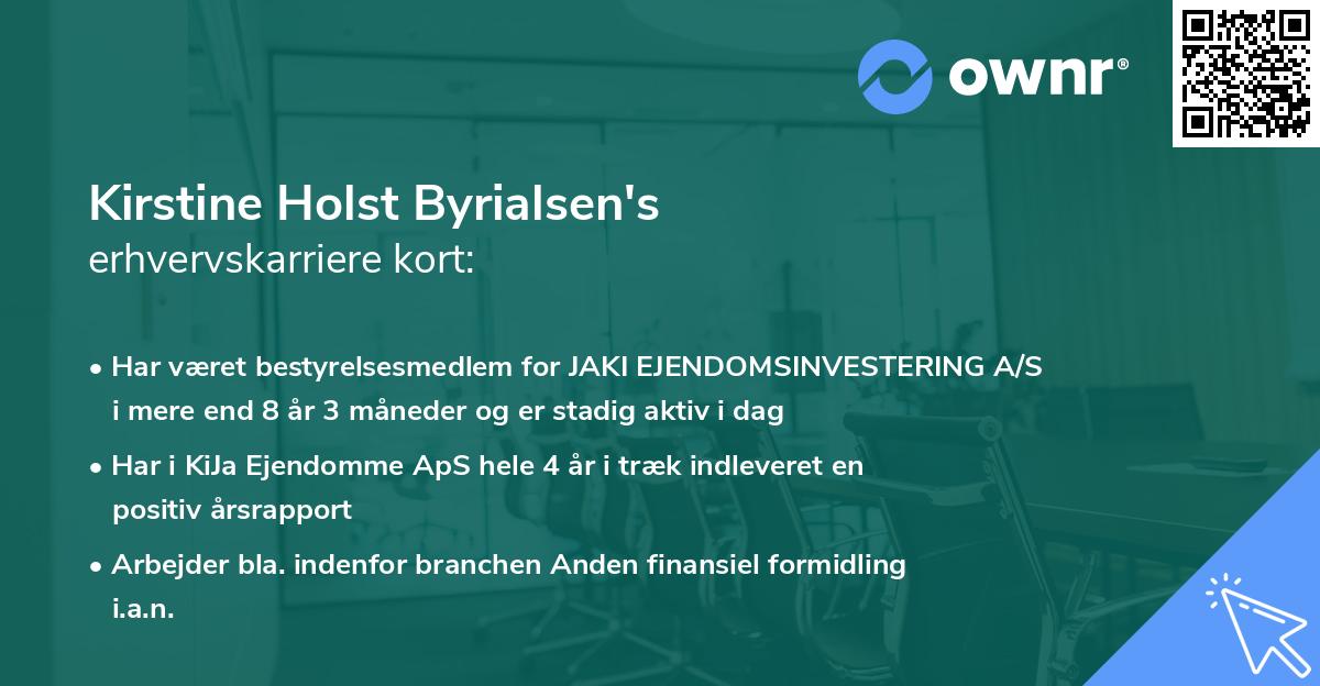Kirstine Holst Byrialsen's erhvervskarriere kort