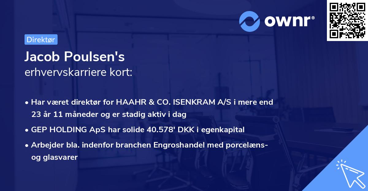 Jacob Poulsen's erhvervskarriere kort