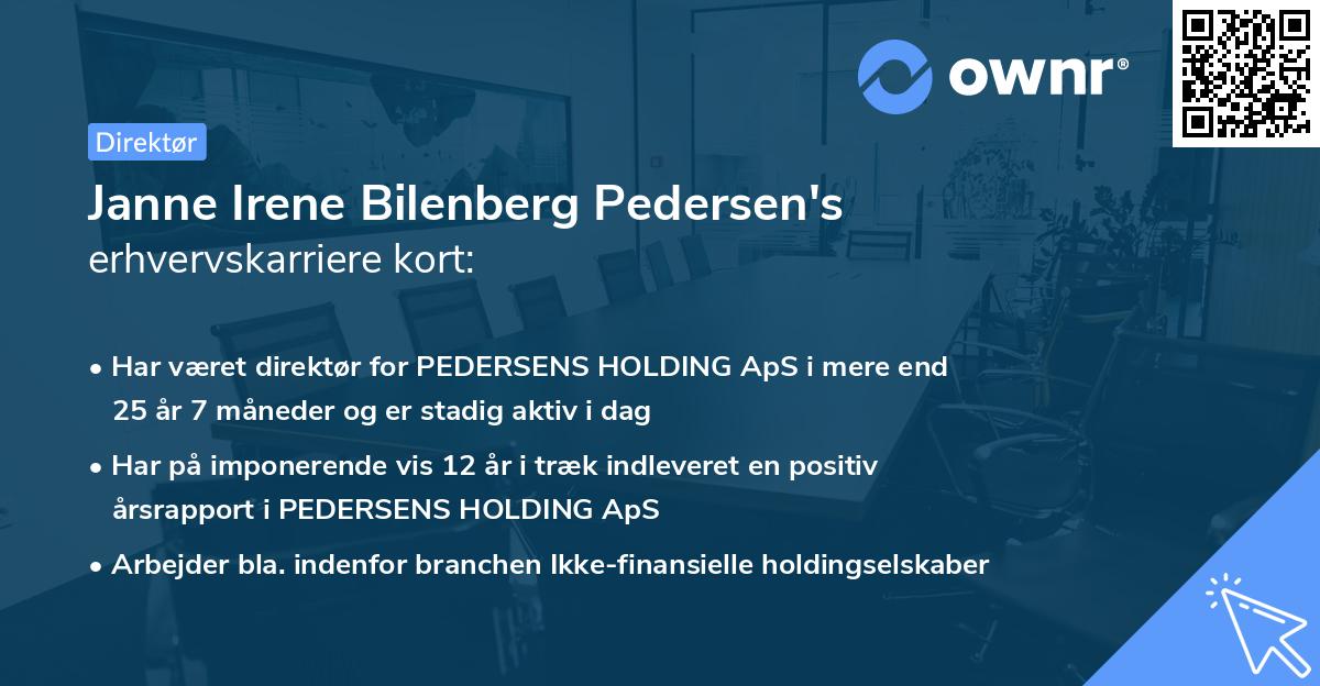 Janne Irene Bilenberg Pedersen's erhvervskarriere kort