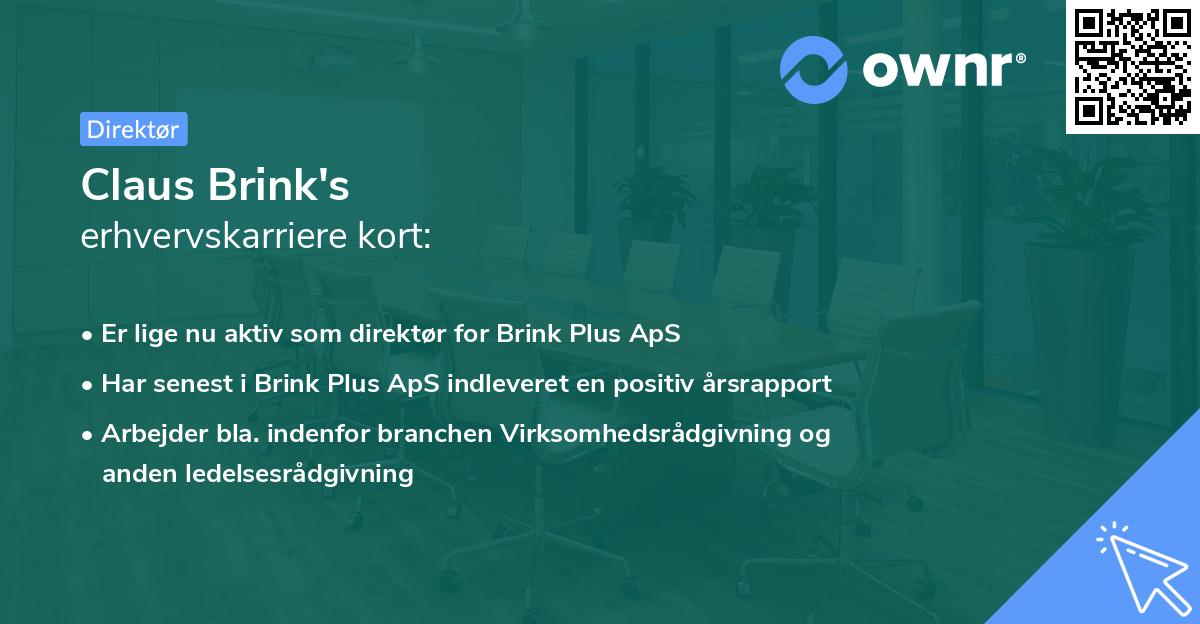 Claus Brink's erhvervskarriere kort