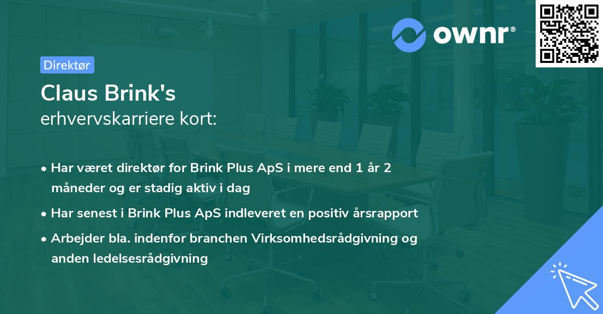 Claus Brink's erhvervskarriere kort