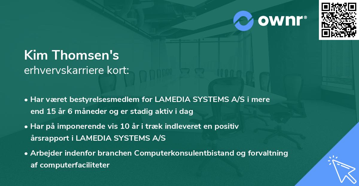Kim Thomsen's erhvervskarriere kort