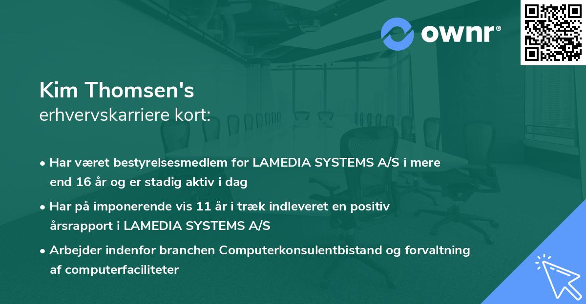 Kim Thomsen's erhvervskarriere kort