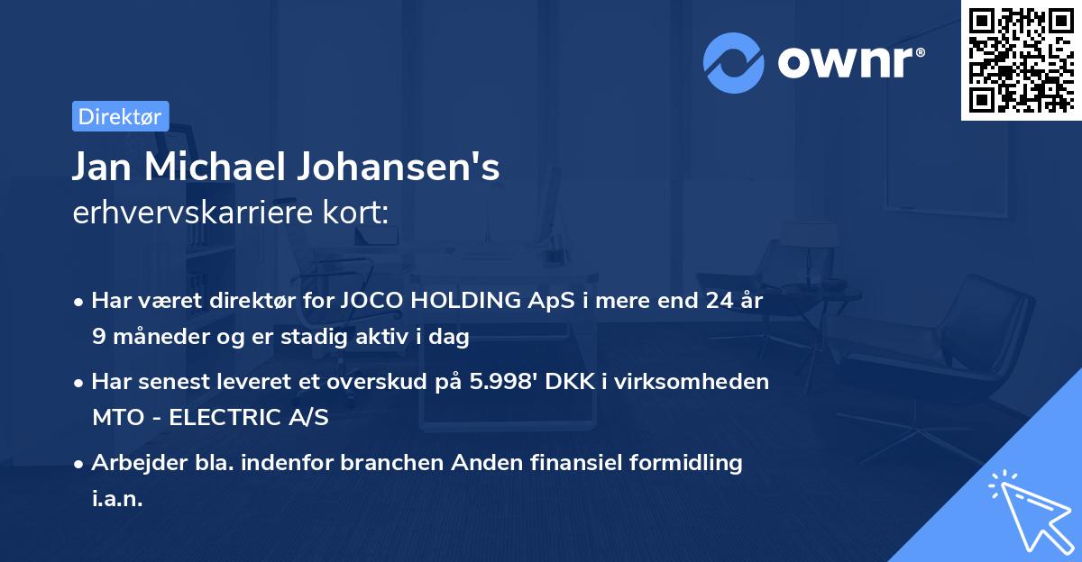 Jan Michael Johansen's erhvervskarriere kort