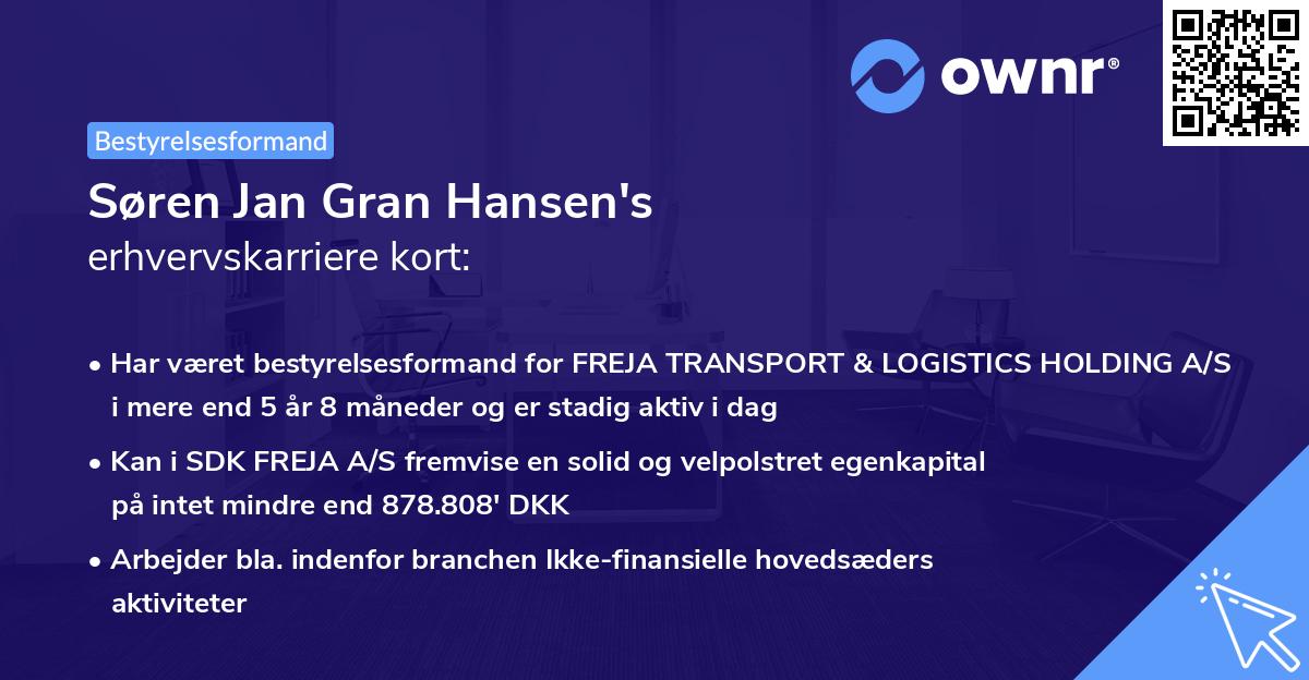 Søren Jan Gran Hansen's erhvervskarriere kort